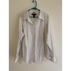 Elemental Stretch Womens Button Up Blouse Plus Size 18/20 Business Casual Stripe